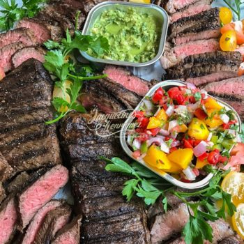 ASADO CON PESTO ASIATICO y PICADILLO DE FRUTAS